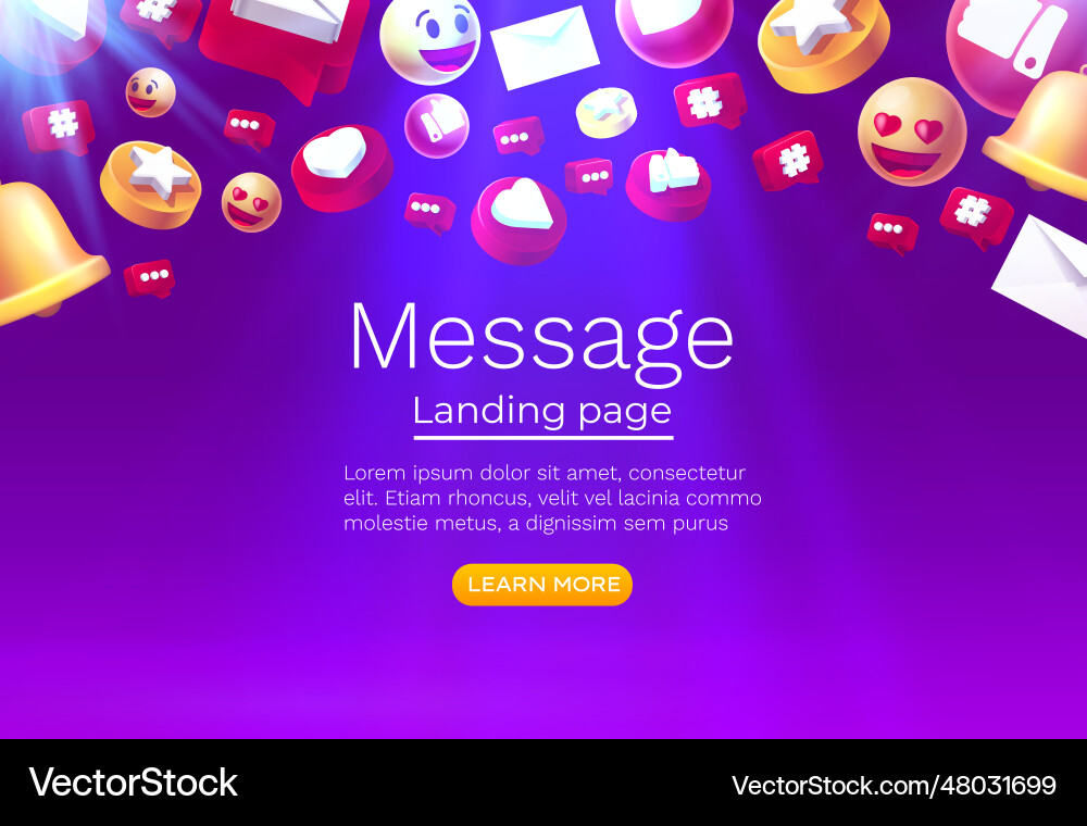Message with many icons chat for communication vector image