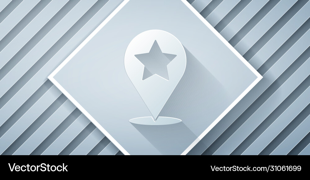 Paper cut map pointer with star icon isolated Paper cut map pointer with star icon isolated vector image