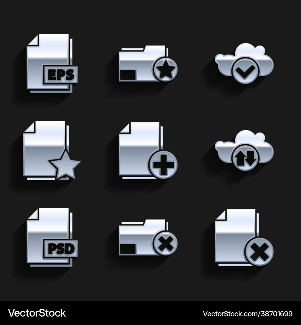 Set add new file delete folder document cloud Set add new file delete folder document cloud vector image