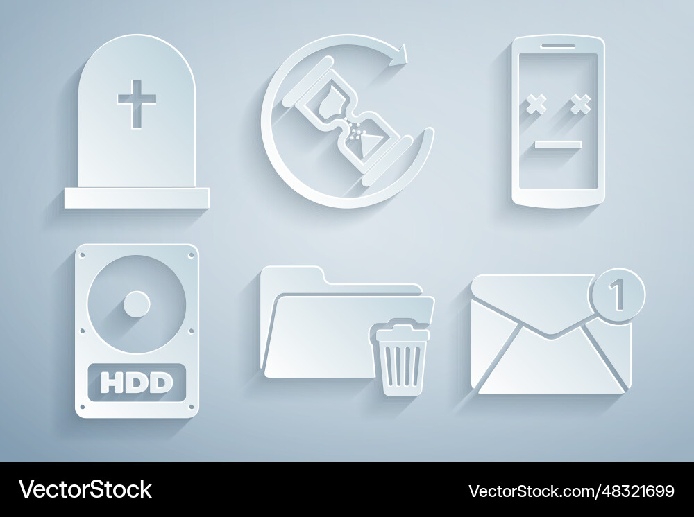 Set delete folder dead mobile hard disk drive hdd Set delete folder dead mobile hard disk drive hdd Vector Image