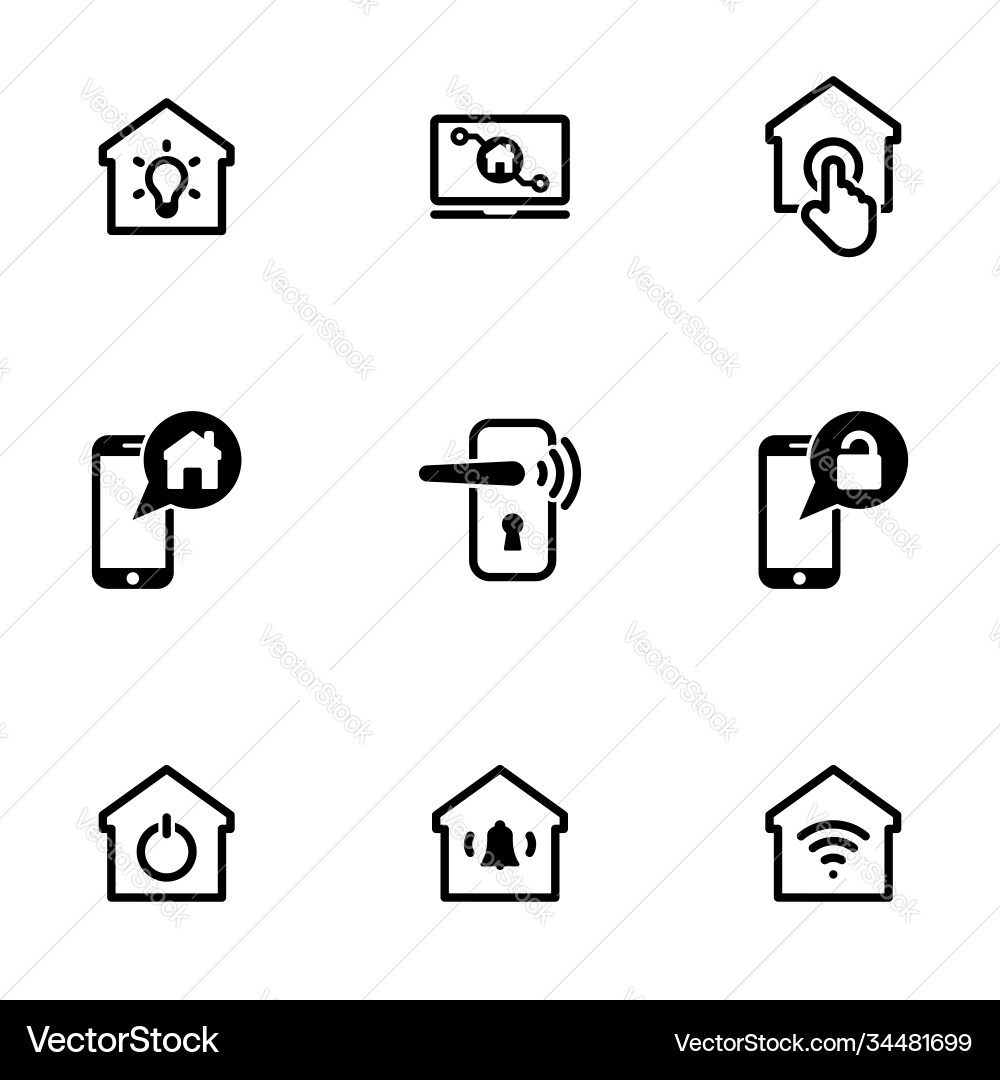 Set simple icons on a theme smart house Vector Image