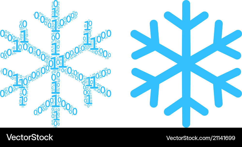 Snowflake collage of binary digits Snowflake collage of binary digits vector image