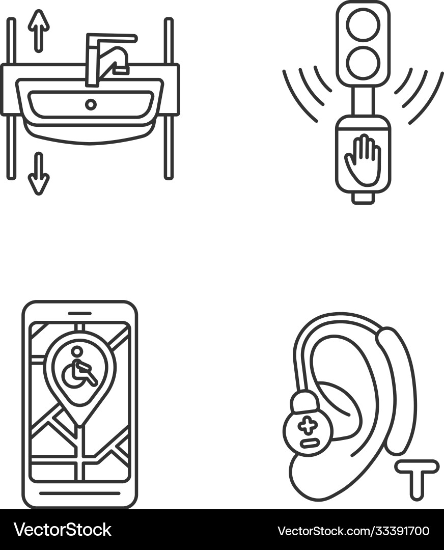 Accessibility devices linear icons set Accessibility devices linear icons set vector image