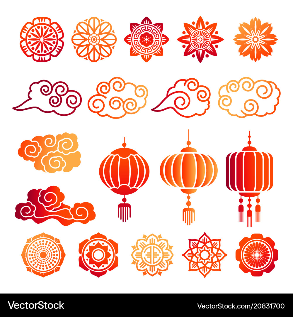 Asian decorative elements collection Asian decorative elements collection vector image