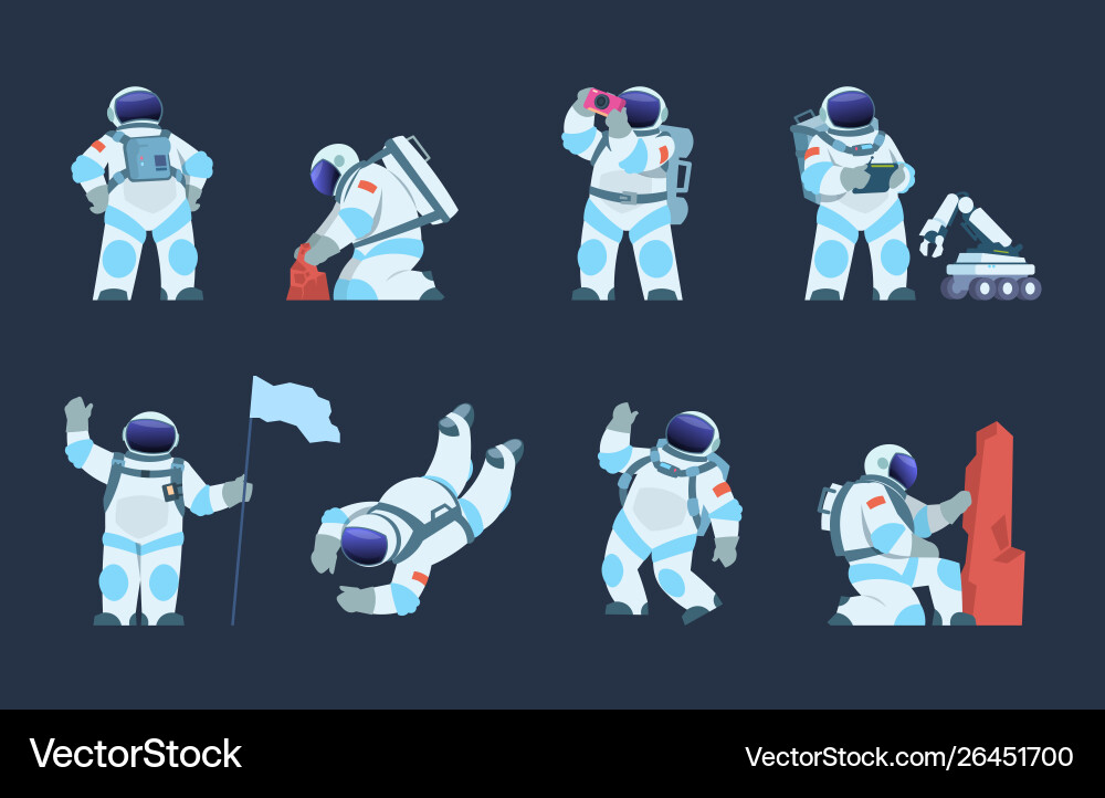 Astronaut Character Set - Space Exploration vector image