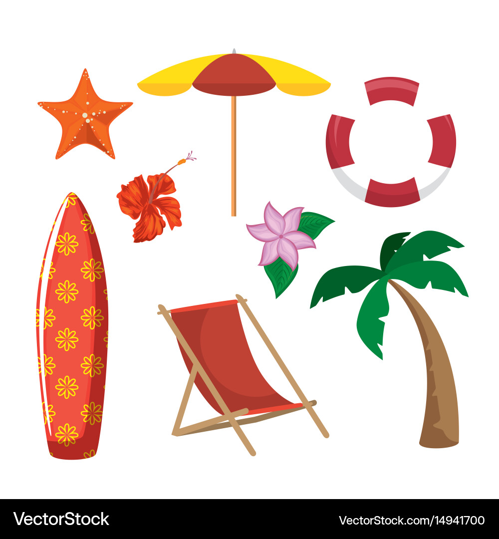 Beach related objects design vector image