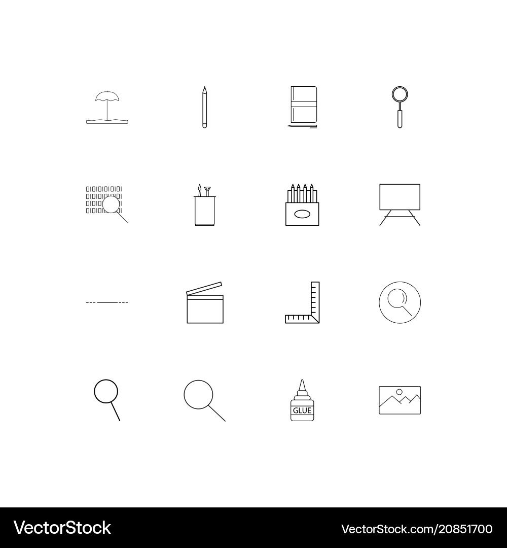 Creative process and design linear thin icons set vector image
