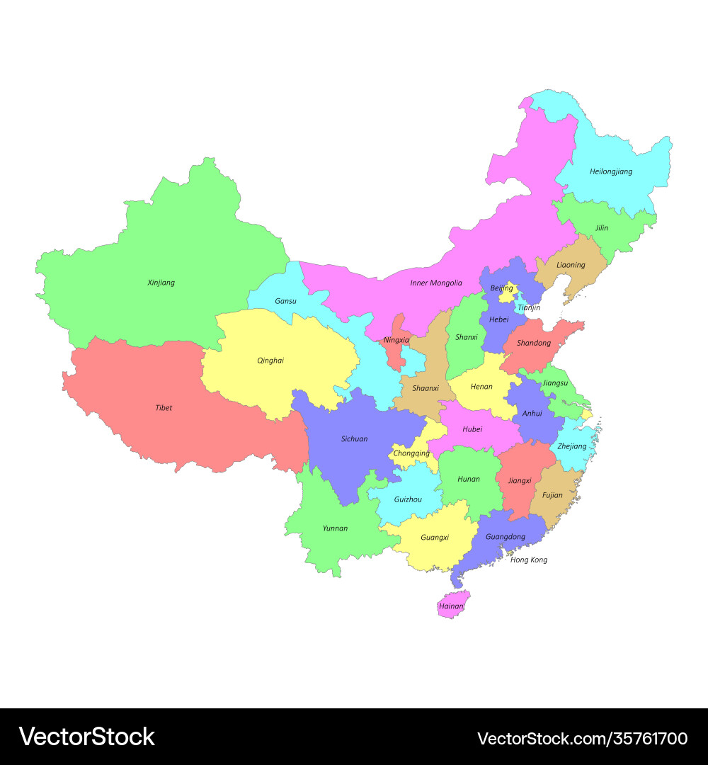 Detailed China Map with Provinces Vector Image