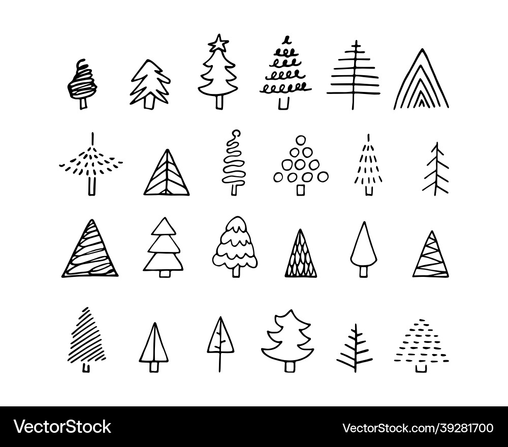 Doodle Christmas Trees vector image