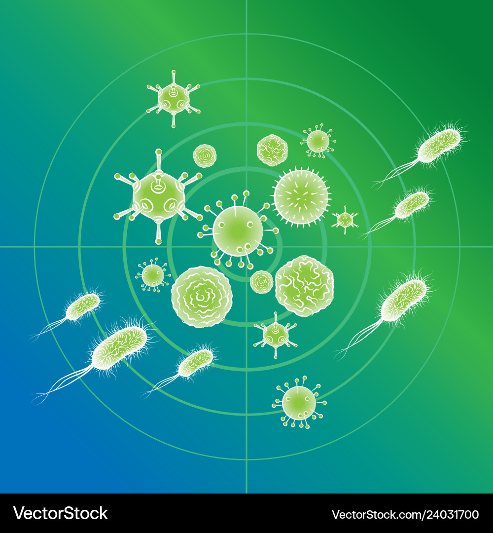 Influenza viruses and e coli bacteria color Influenza viruses and e coli bacteria color vector image