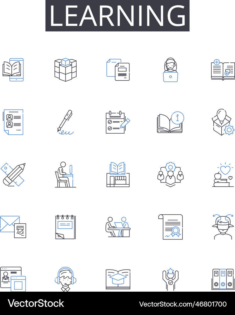 Learning line icons collection knowledge Learning line icons collection knowledge vector image