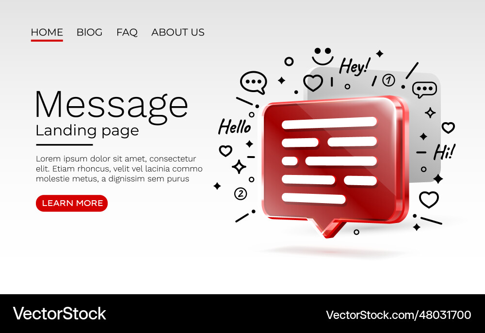 Message with many icons chat for communication vector image