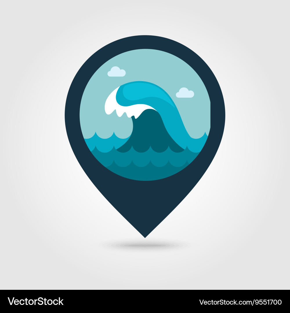 Ocean wave pin map icon summer vacation – Royalty-Free Vector | VectorStock, image size:1000x1080