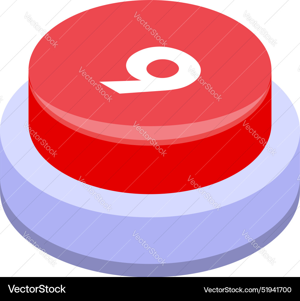 Red button showing number nine for games and apps Red button showing number nine for games and apps vector image