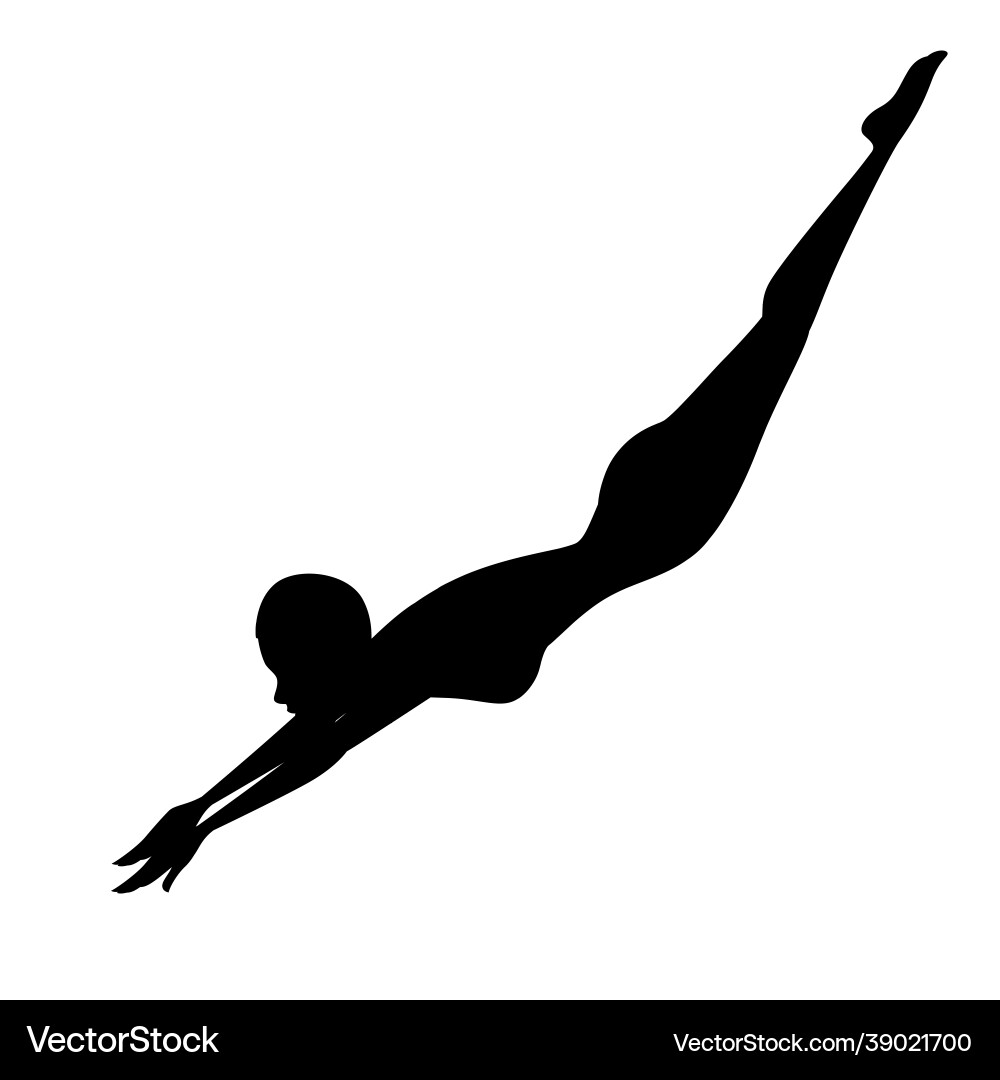 Schwarze Silhouette Athleten Frau im Badeanzug springen Schwarze Silhouette Athleten Frau im Badeanzug springen vektorbild