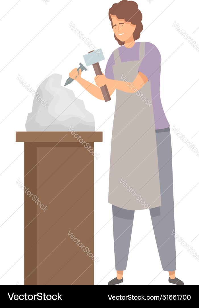 Sculptor working with hammer and chisel creating Sculptor working with hammer and chisel creating vector image