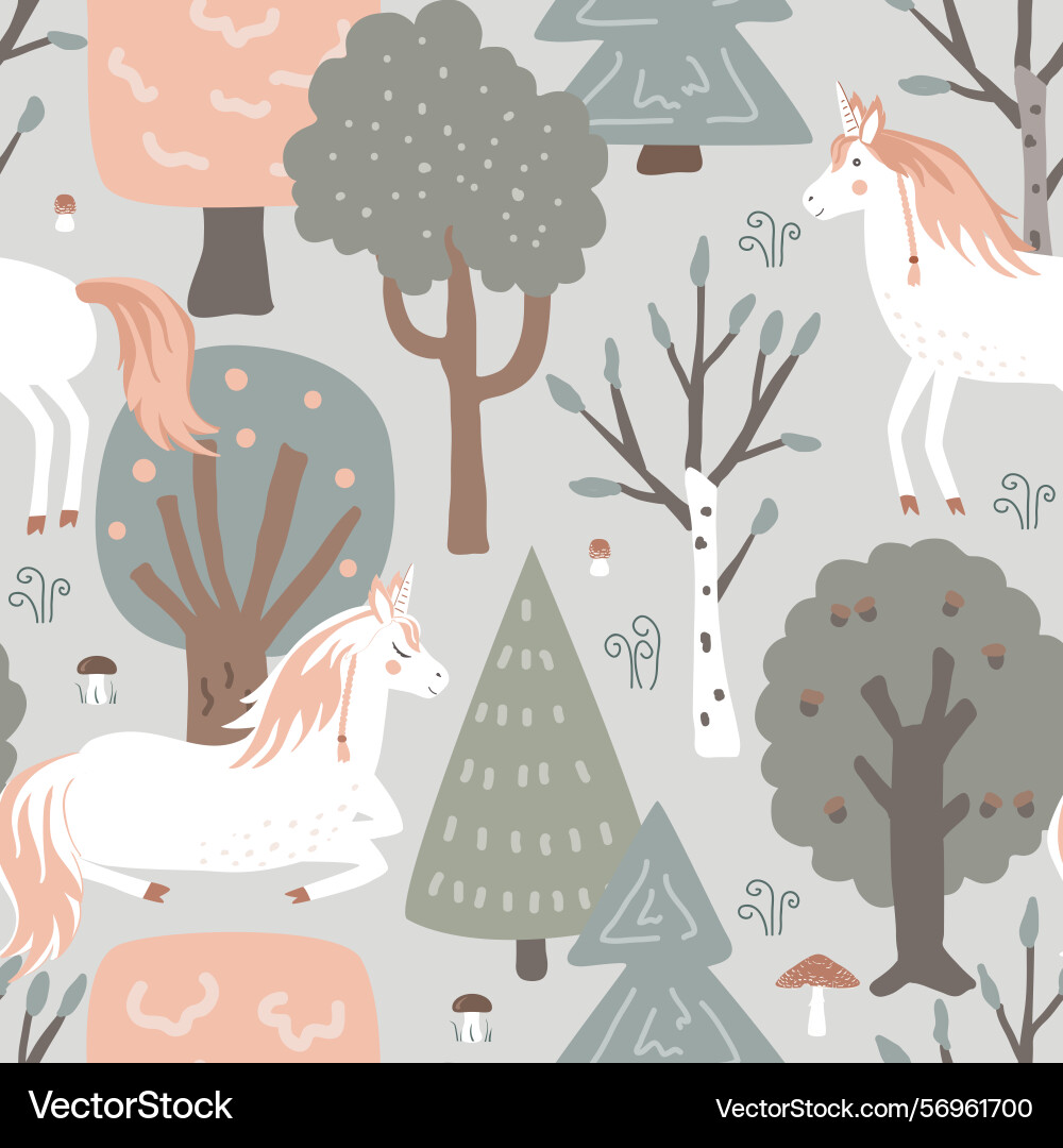 Seamless pattern with unicorns and magic Seamless pattern with unicorns and magic vector image