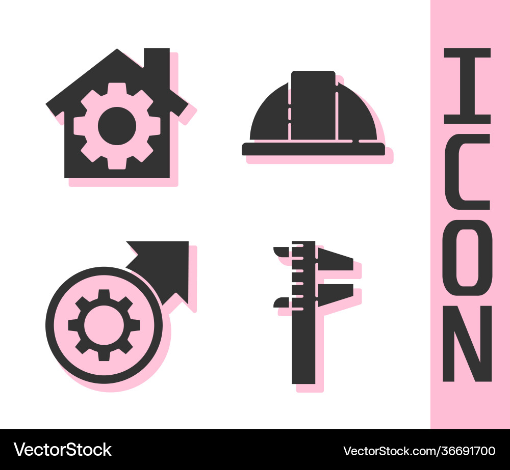 Set calliper or caliper and scale house with gear Set calliper or caliper and scale house with gear vector image