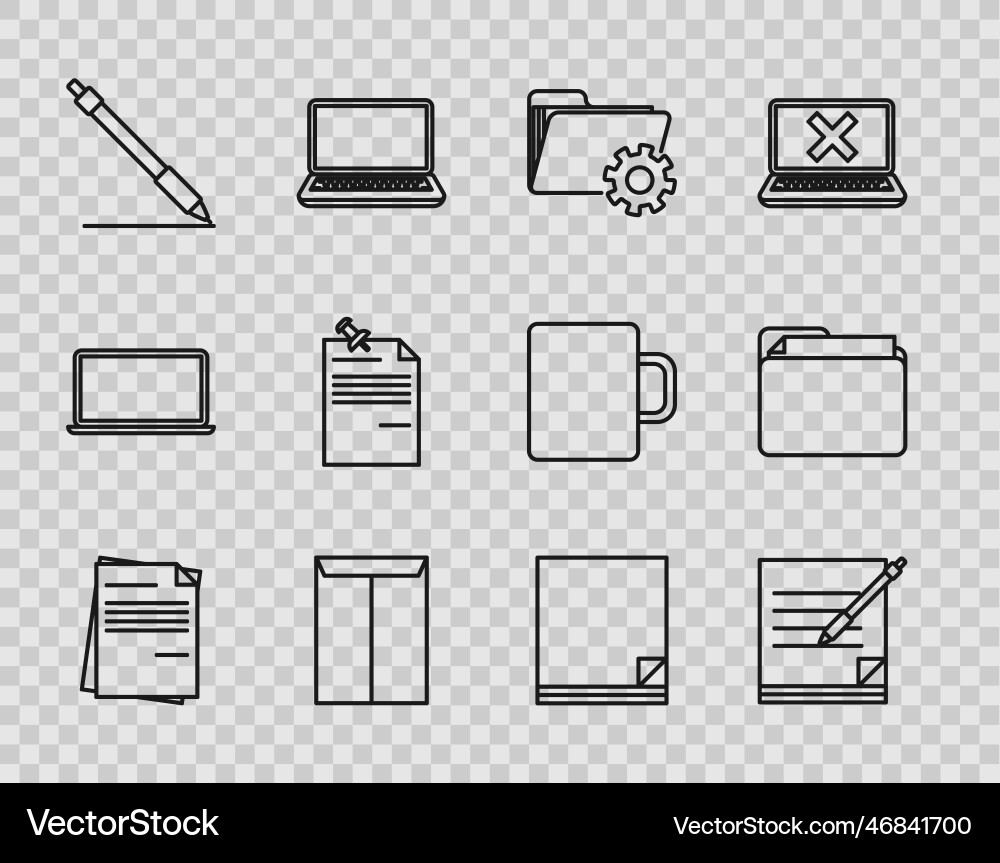 Set line file document blank notebook and pen Set line file document blank notebook and pen vector image