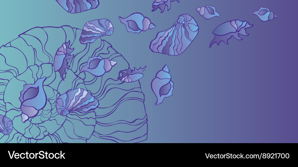 Set of seashell seamless background Vector Image
