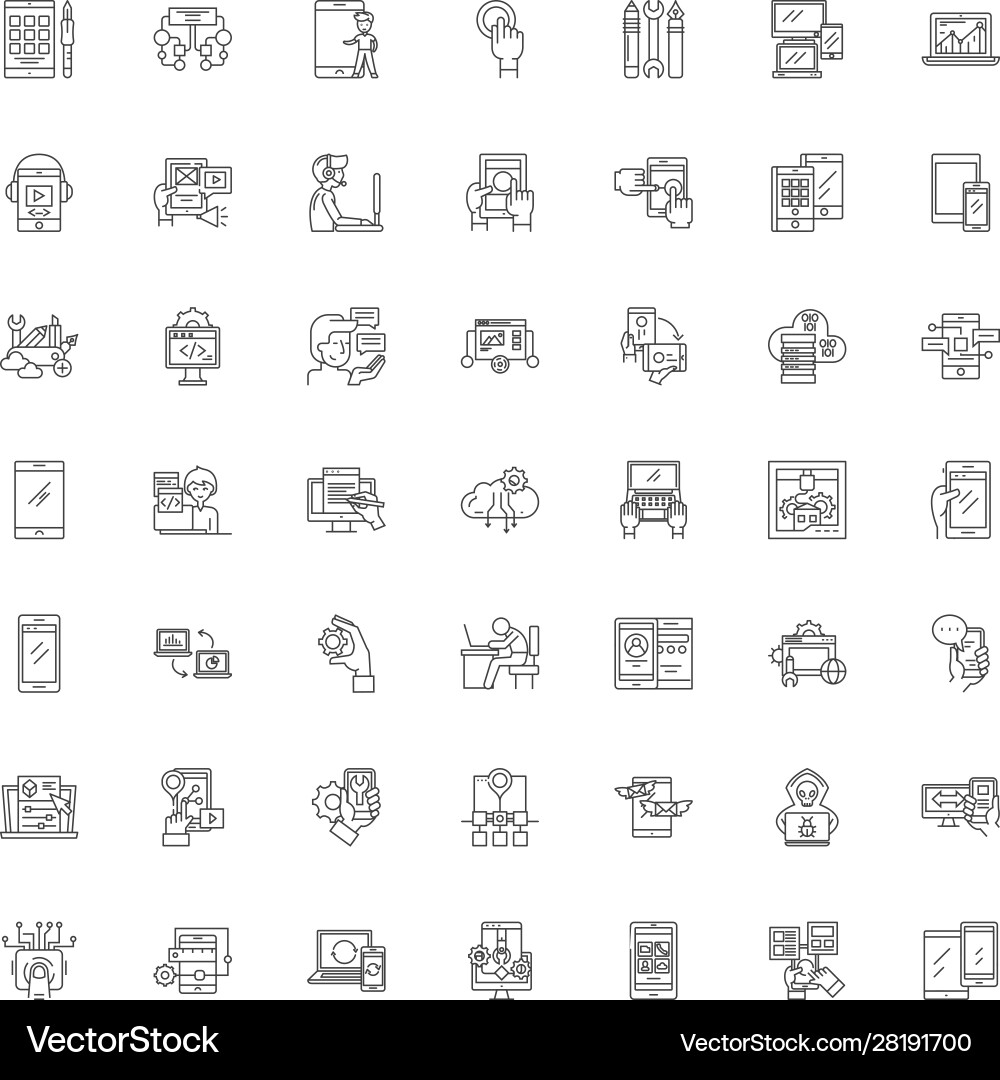 Software developer linear icons signs symbols Software developer linear icons signs symbols vector image