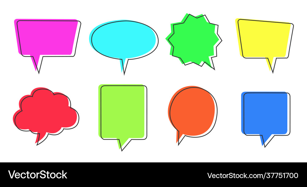 Speech bubbles set inverted rectangle distorted Speech bubbles set inverted rectangle distorted vector image