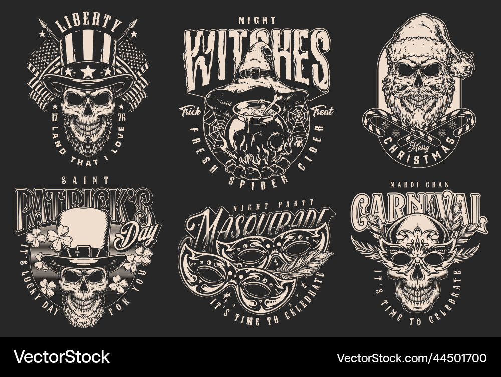 Spooky Holiday Skull Posters Vector Image