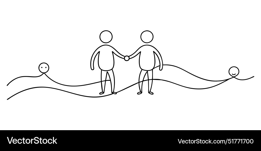 Unity friendship continuous line art drawing Unity friendship continuous line art drawing Vector Image