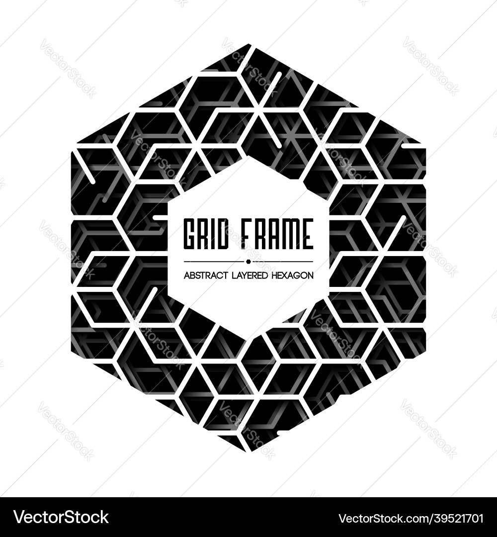 Abstract hexagon frame with layered lines Abstract hexagon frame with layered lines Vector Image