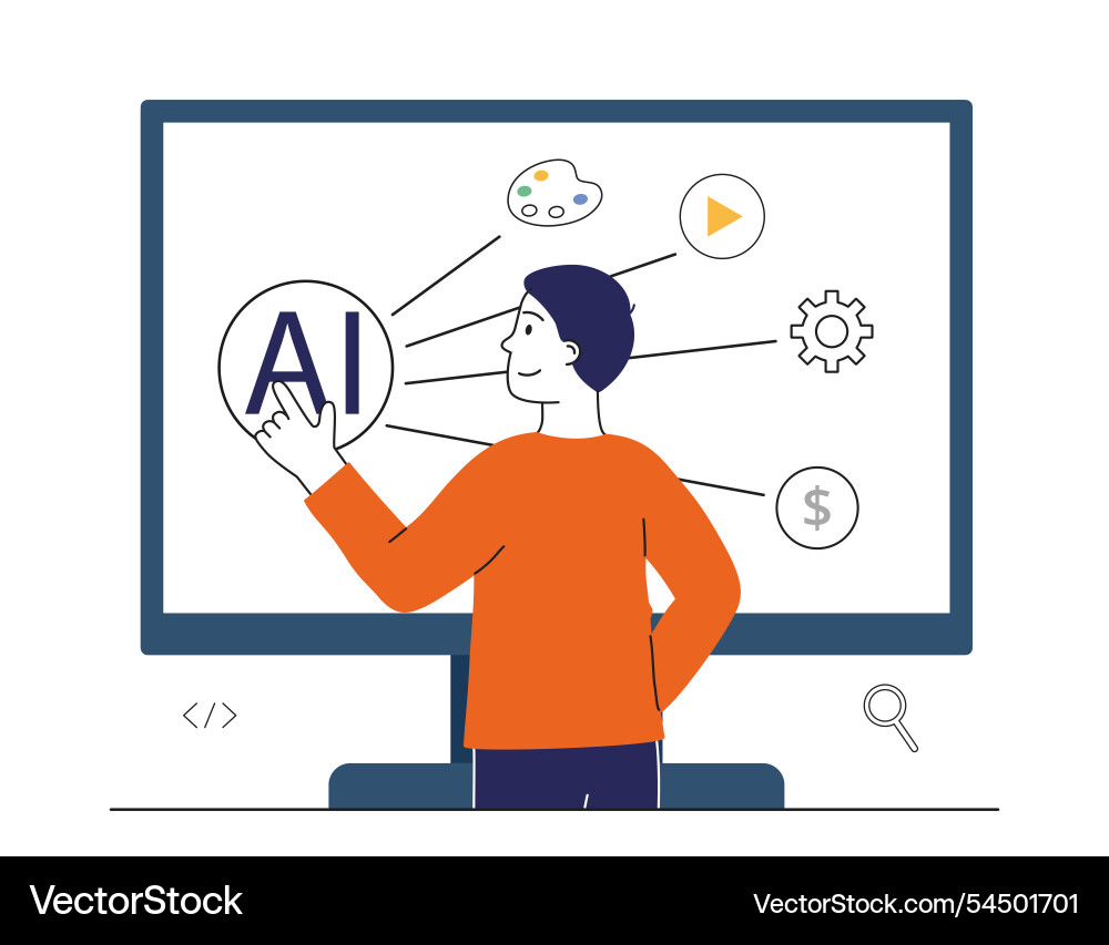 Artificial intelligence apps man with ai Artificial intelligence apps man with ai vector image
