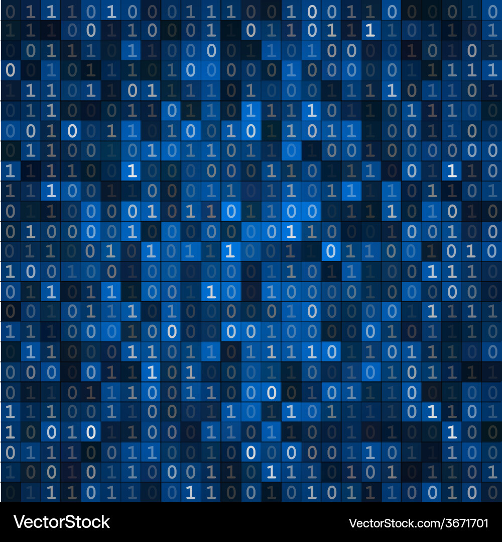 Blue screen binary code vector image