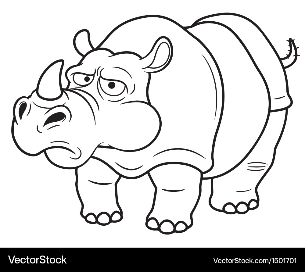 Cartoon Rhino Outline – Royalty-Free Vector | VectorStock, image size:1000x892