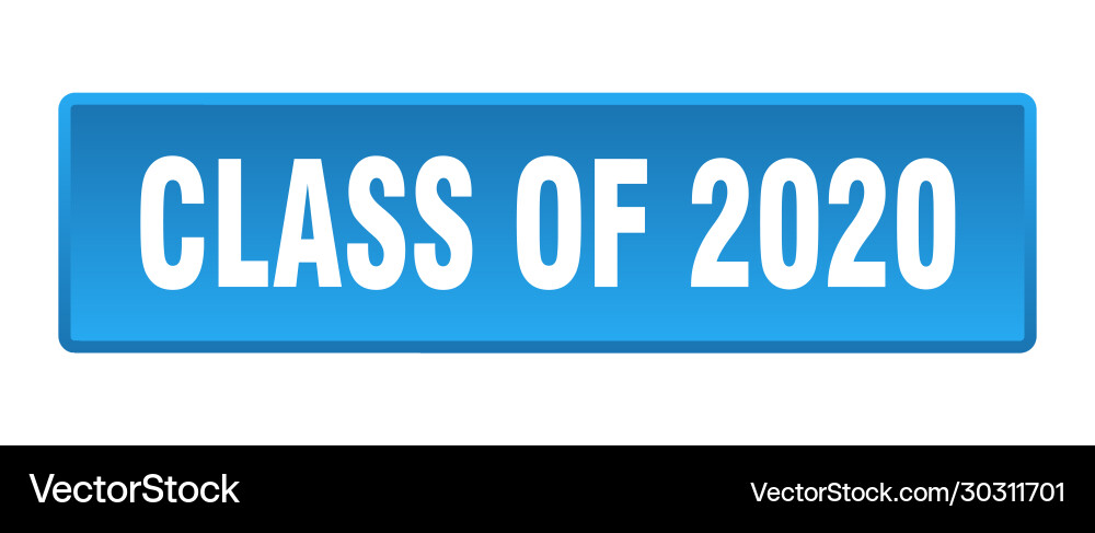 Class 2020 button square blue vector image