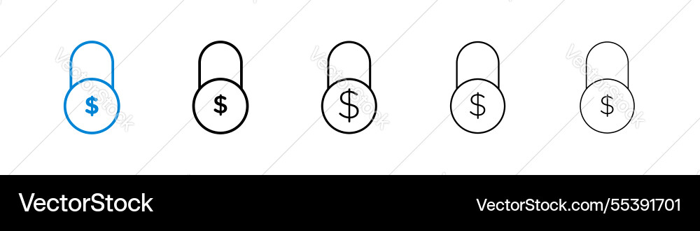Fixed price icons in five different stroke sizes vector image