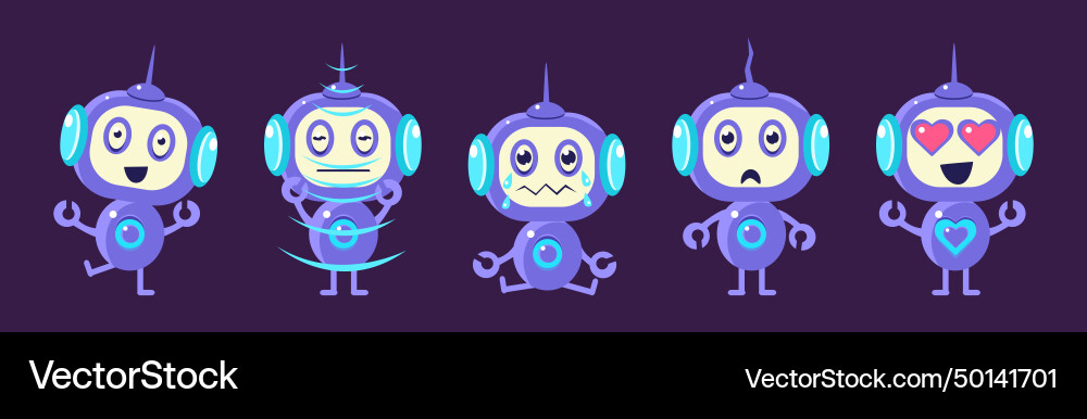 Funny robot character engaged in different Funny robot character engaged in different vector image