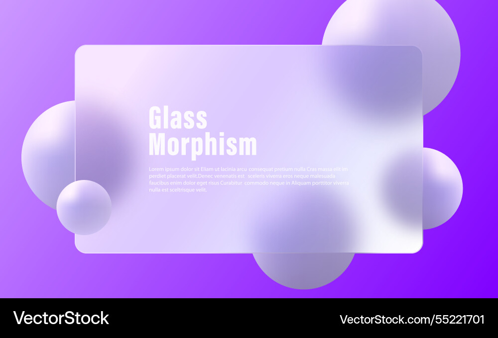 Glass morphism background with floating spheres Glass morphism background with floating spheres Vector Image