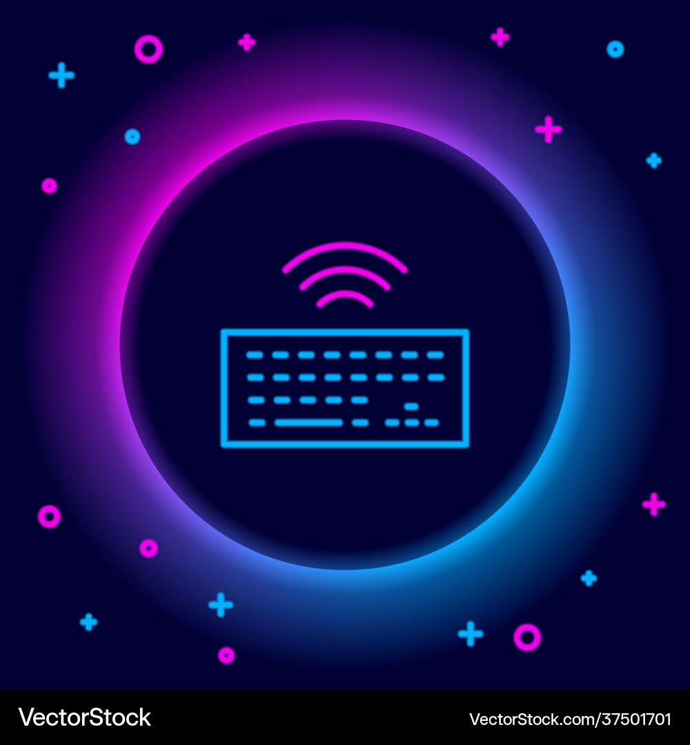 Glowing neon line wireless computer keyboard icon Glowing neon line wireless computer keyboard icon vector image