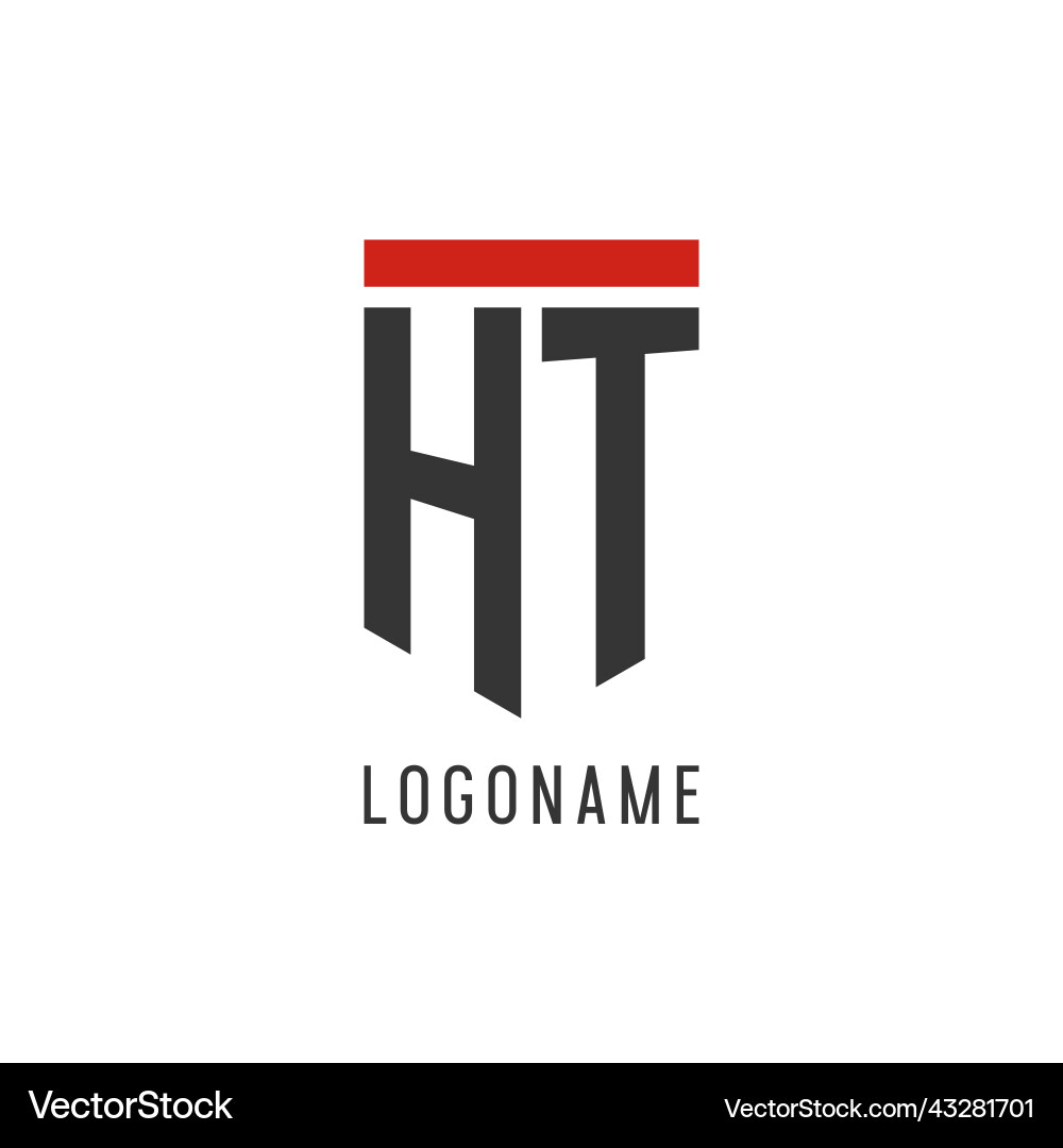 Ht initial esport logo with simple shield design Ht initial esport logo with simple shield design vector image