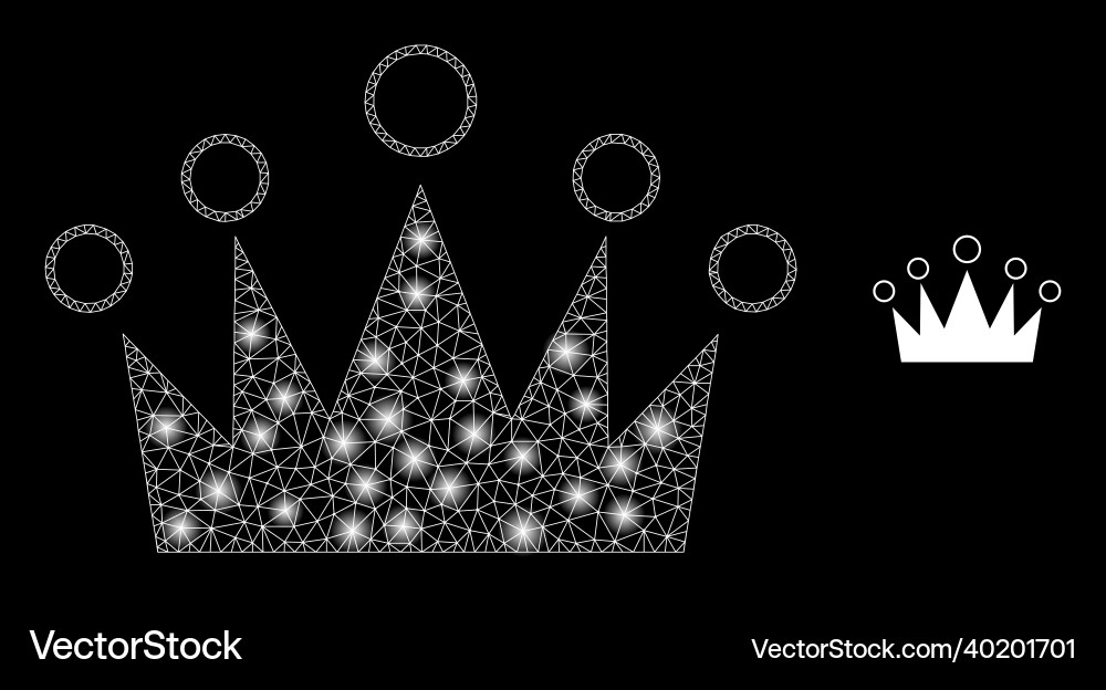 Mesh net crown with glare wire frame dots Mesh net crown with glare wire frame dots vector image