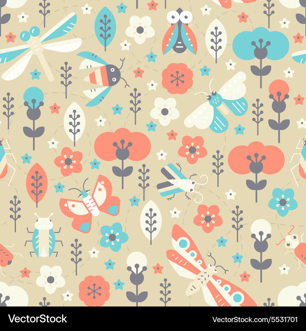 Pastel Bug Pattern vector image