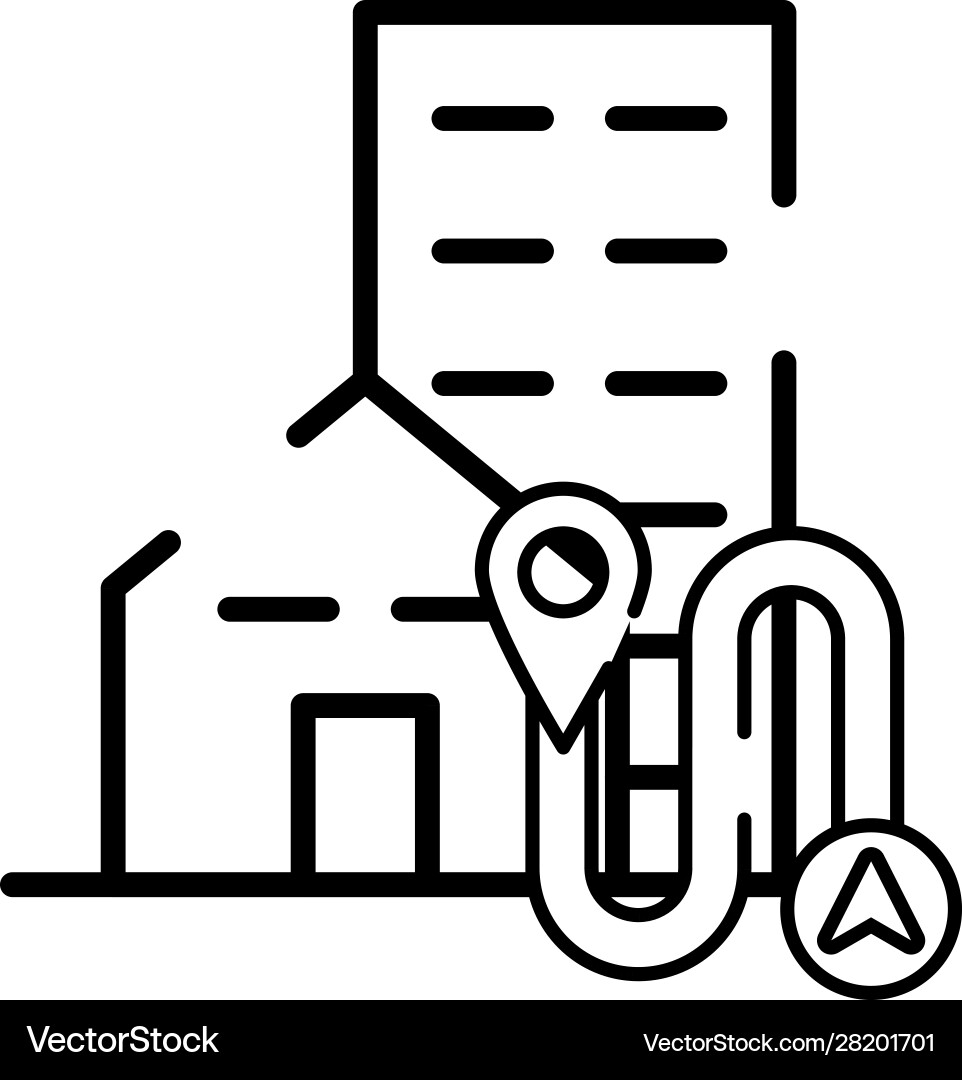 Pin pointer location guide with road and buildings Vector Image