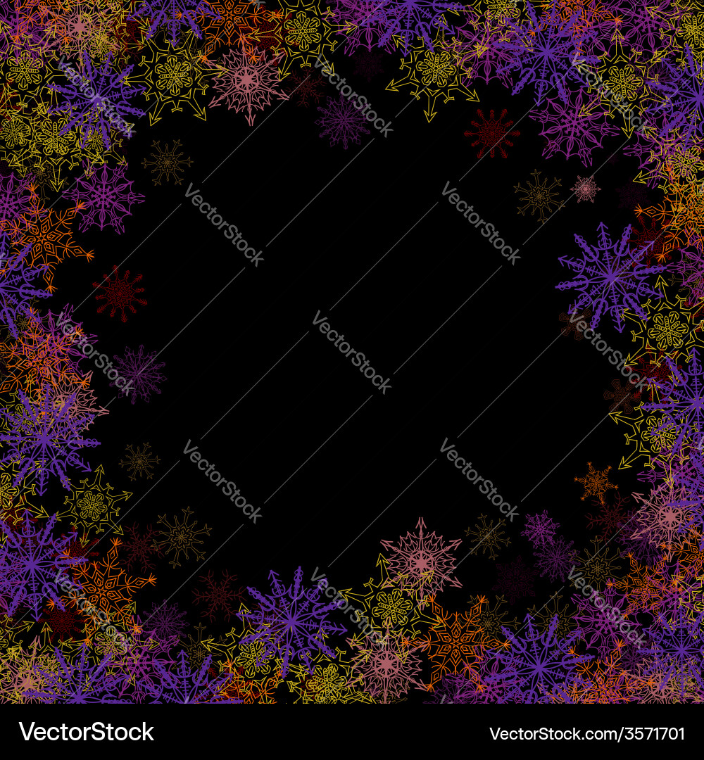 Rectangular frame with colorful small snowflakes Vector Image