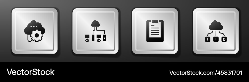 Set cloud technology data transfer computer Set cloud technology data transfer computer vector image