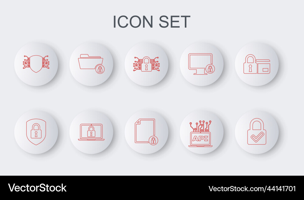 Set line lock and check mark shield security Set line lock and check mark shield security vector image