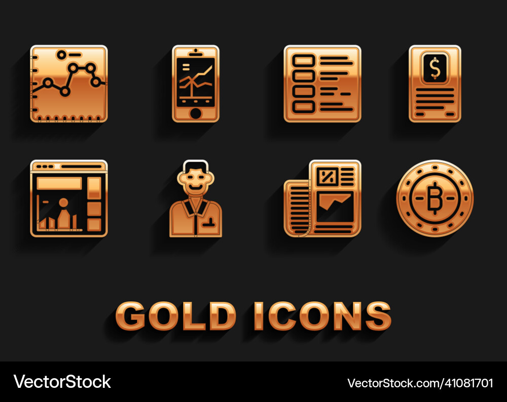 Set trader business finance report bitcoin Set trader business finance report bitcoin vector image