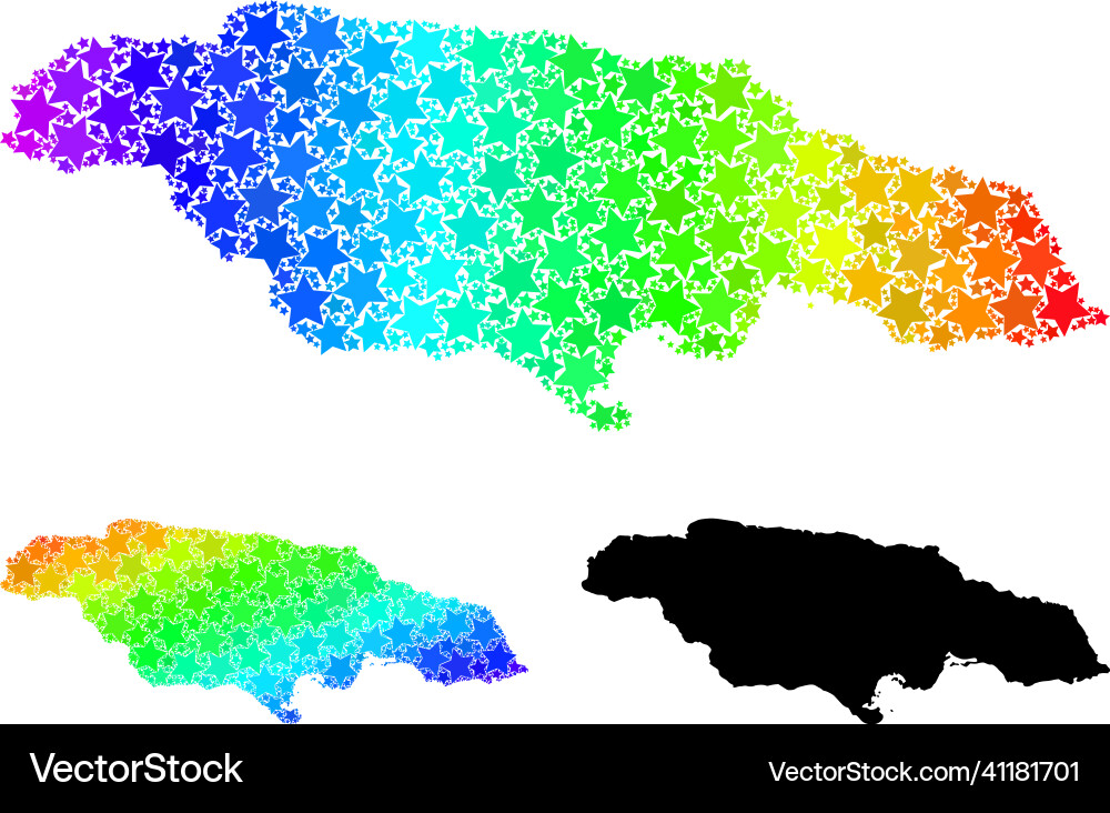 Spectral colored gradient stars mosaic map Vector Image