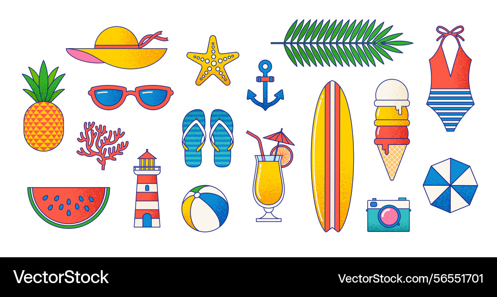 Summer beach set Vector Image