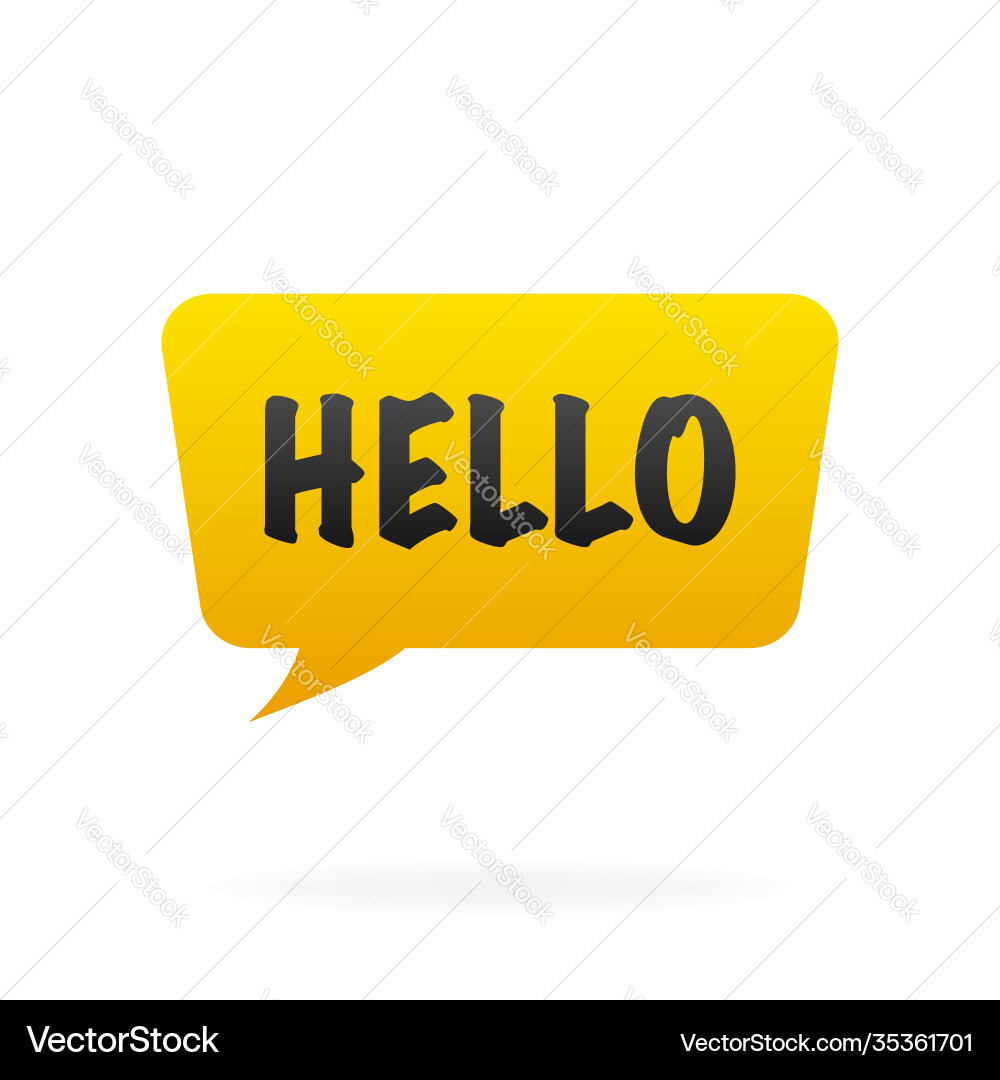 Yellow hello speech bubble icon symbol web design Vector Image