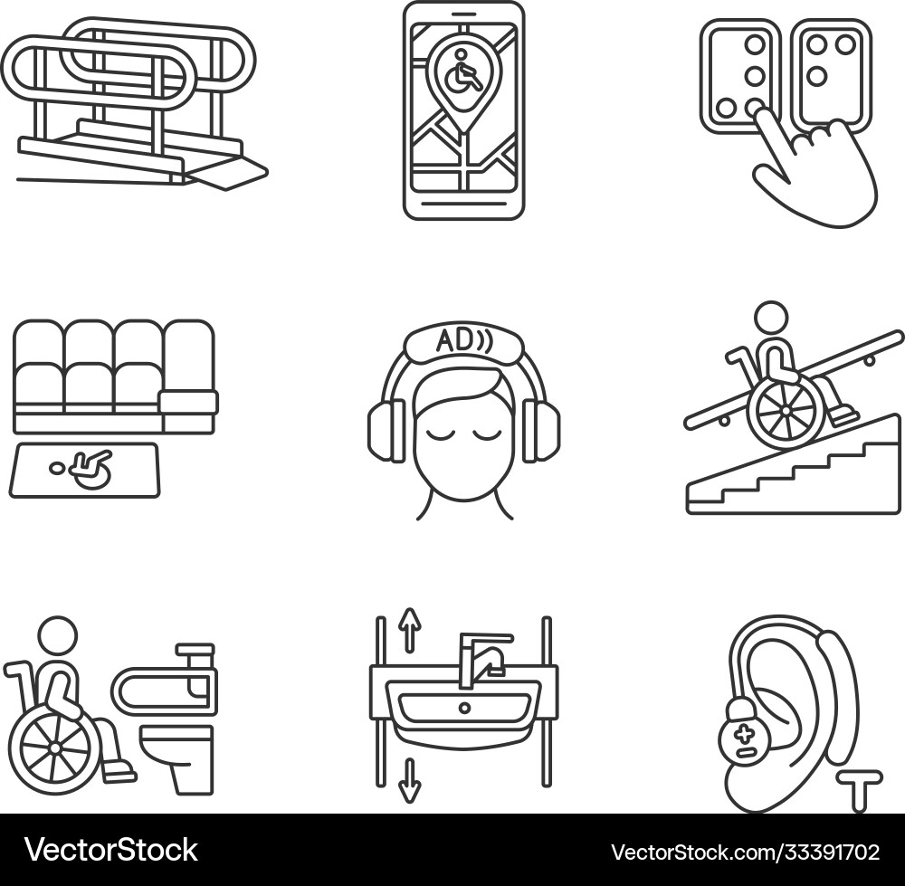 Accessibility Icons - Linear Style Vector Image