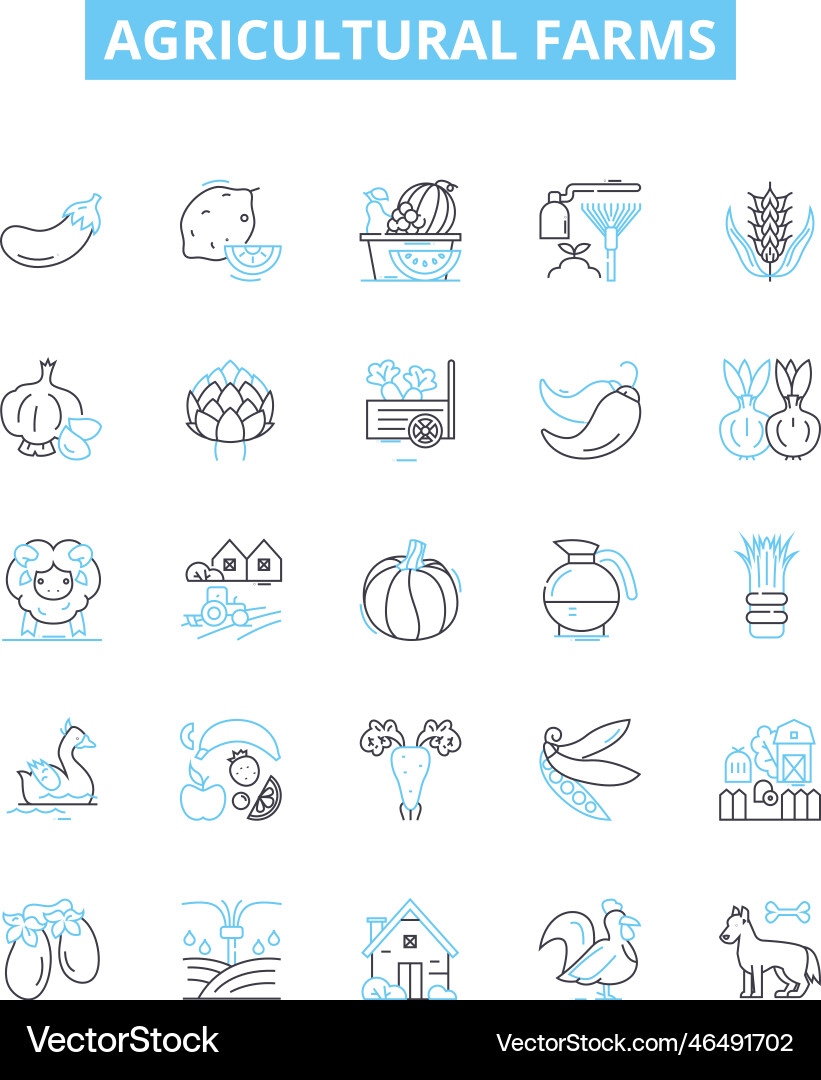 Agricultural farms line icons set Agricultural farms line icons set vector image